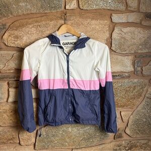 Garage Two-Tone Hooded Windbreaker - White & Navy